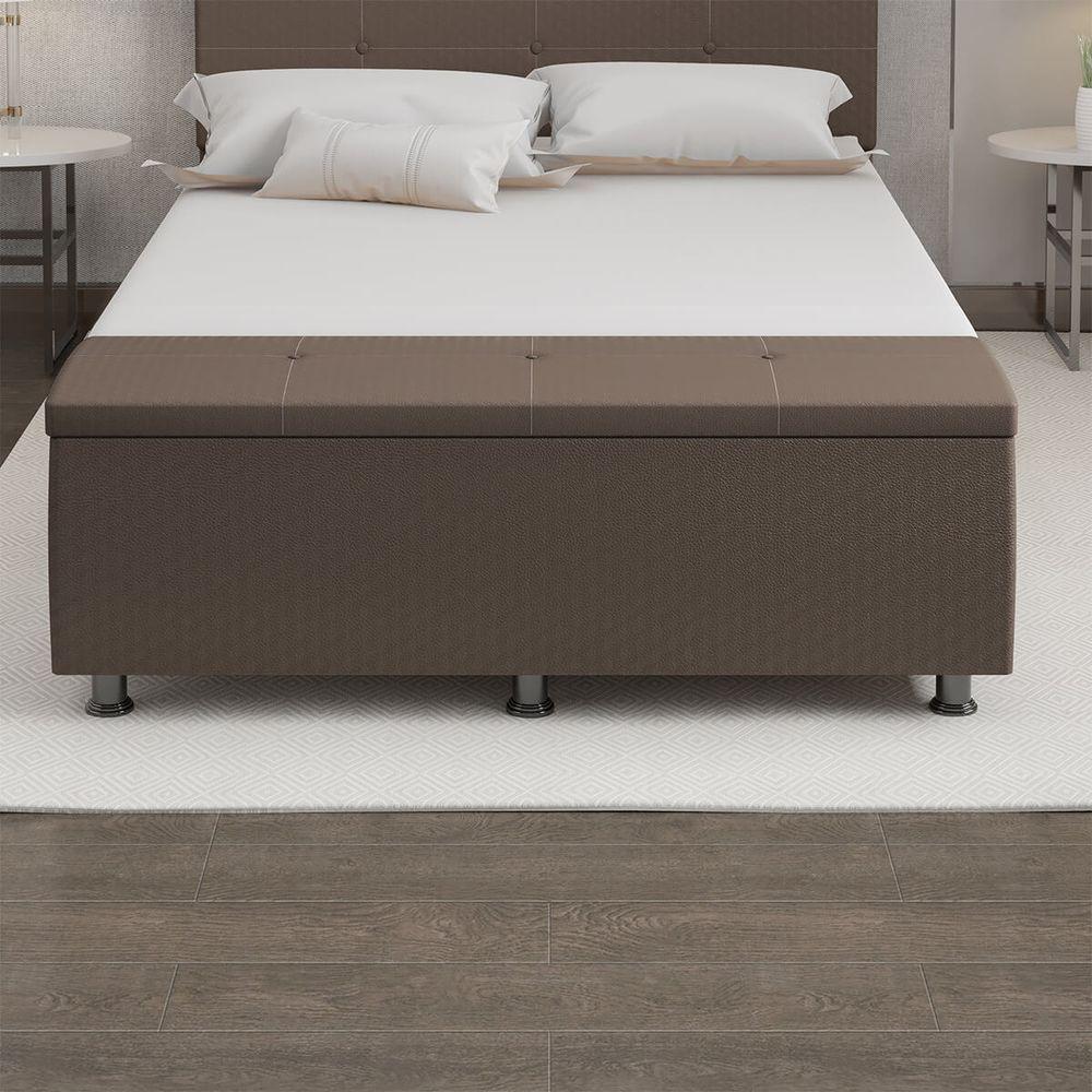 Baú Sapateira Estofada Casal 140 Cm Terra Corino Skybox Marrom - 6
