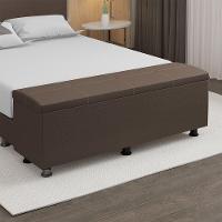 Baú Sapateira Estofada Casal 140 Cm Terra Corino Skybox Marrom - 1