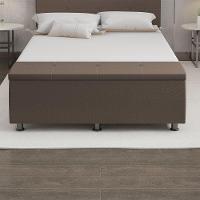 Baú Sapateira Estofada Casal 140 Cm Terra Corino Skybox Marrom - 6