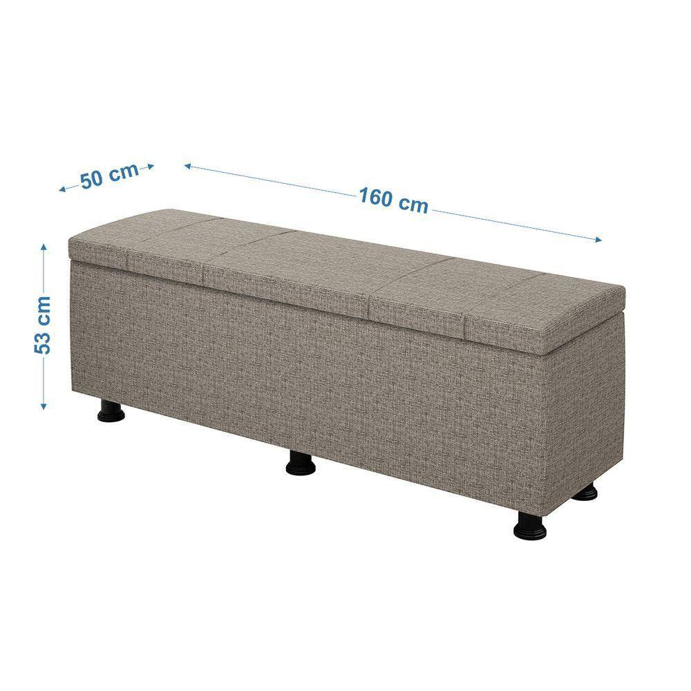 Baú Sapateira Estofada Casal Queen Size 160 Cm Venus Linho Skybox Marrom - 2