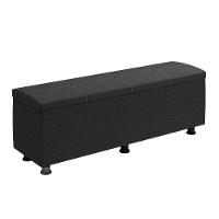 Baú Sapateira Estofada Casal Queen Size 160 Cm Terra Linho Skybox Preto - 5