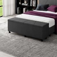 Baú Sapateira Estofada Casal King Size 195 Cm Júpiter Veludo Skybox Preto - 1