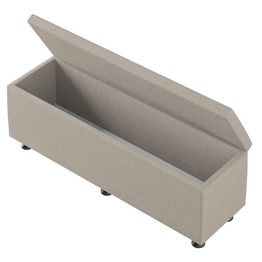 Baú Sapateira Estofada Casal King Size 195 Cm Júpiter Linho Skybox Bege - 4