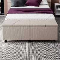 Baú Sapateira Estofada Casal King Size 195 Cm Júpiter Linho Skybox Bege - 9