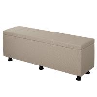 Baú Sapateira Estofada Casal Queen Size 160 Cm Venus Linho Skybox Bege - 6