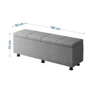 Baú Sapateira Estofada Casal Queen Size 160 Cm Marte Veludo Skybox Cinza - 11