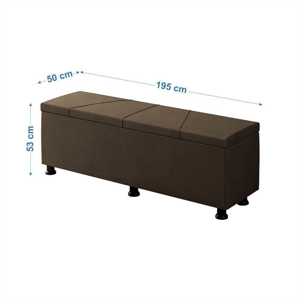 Baú Sapateira Estofada Casal King Size 195 Cm Júpiter Veludo Skybox Marrom - 2