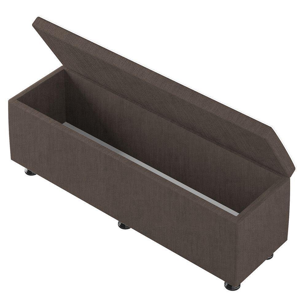 Baú Sapateira Estofada Casal King Size 195 Cm Júpiter Veludo Skybox Marrom - 4