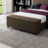 Baú Sapateira Estofada Casal King Size 195 Cm Júpiter Veludo Skybox Marrom - 1