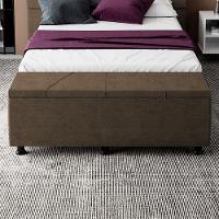 Baú Sapateira Estofada Casal King Size 195 Cm Júpiter Veludo Skybox Marrom - 6