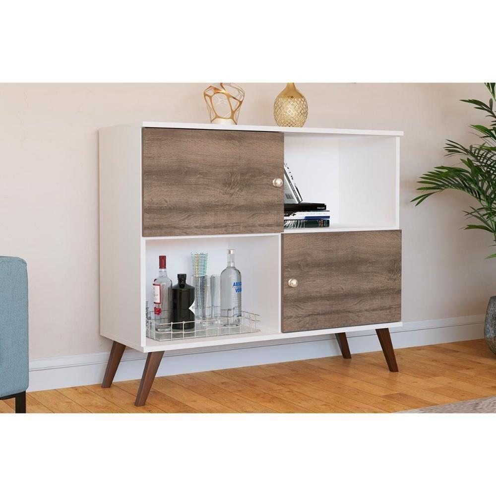 Buffet de Sala Jantar RT3011 2 Portas e 2 Nichos Branco/Rustico - Movelbento - 1