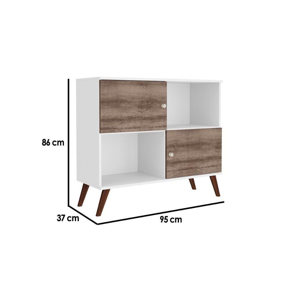 Buffet de Sala Jantar RT3011 2 Portas e 2 Nichos Branco/Rustico - Movelbento - 2