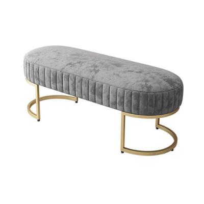 Banco Recamier Bella Com Pés De Aço Cinza Cinza