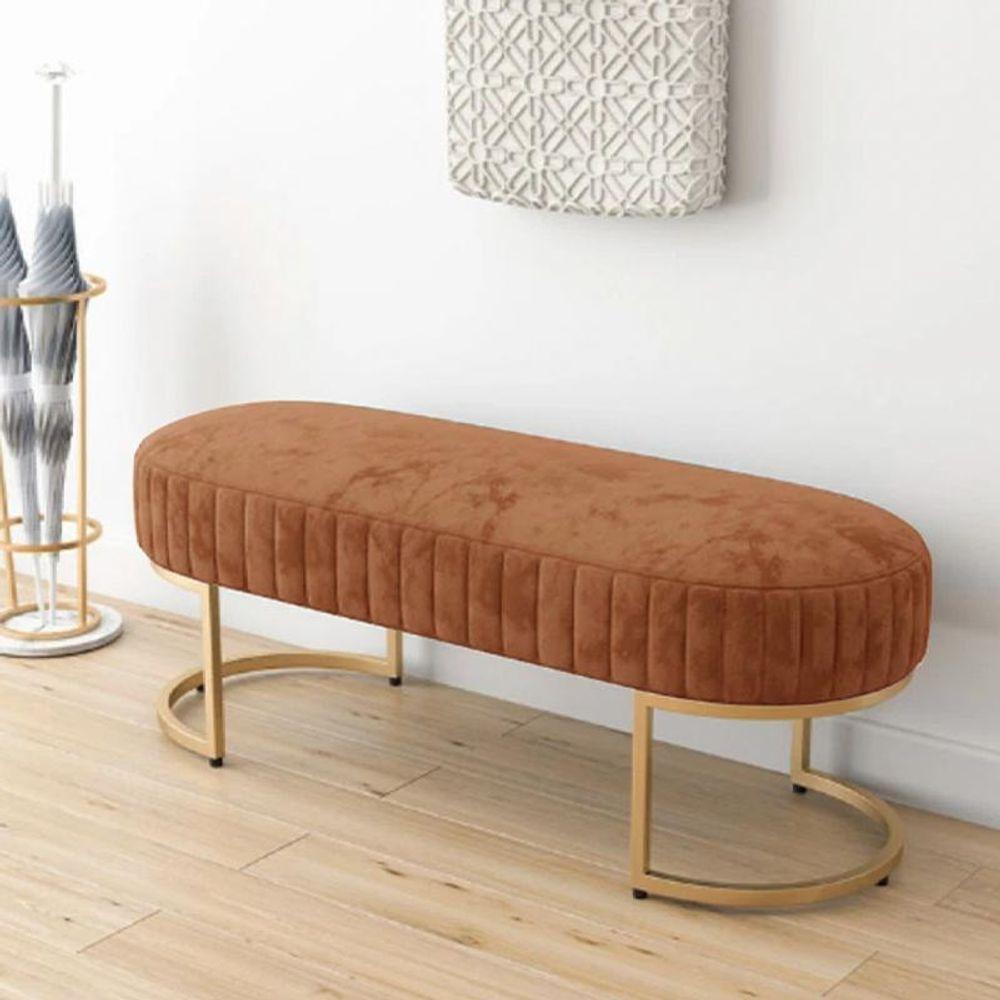 Banco Recamier Bella Com Pés De Aço Terracota Terracota - 4