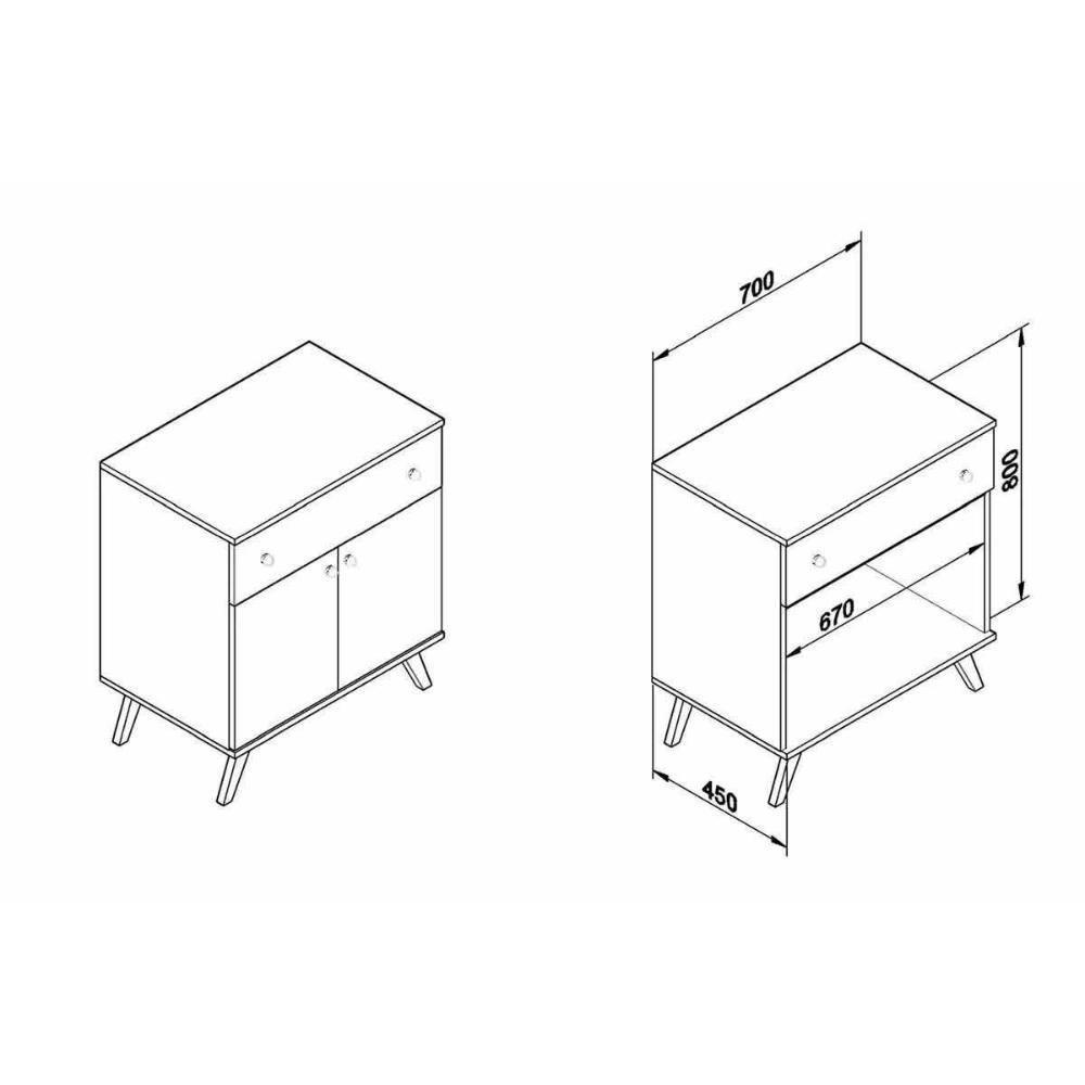 Buffet de Sala Jantar RT3021 2 Portas e 1 Gaveta Branco - Movelbento - 2