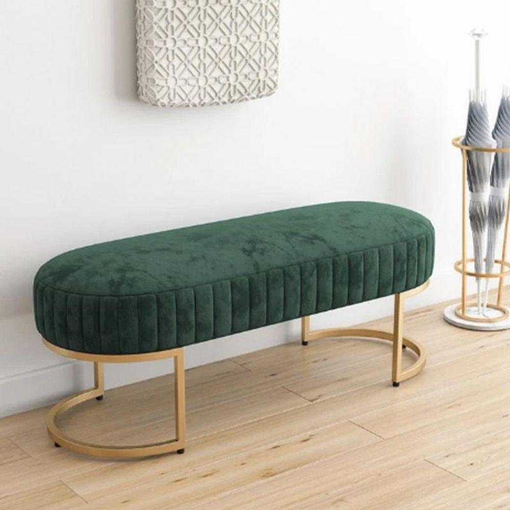 Banco Recamier Bella Com Pés De Aço Verde Escuro Verde Escuro - 3