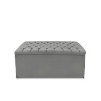 Calçadeira Baú Estofada Dunas Solteiro 90 Cm - Veludo Cinza Grafite - 1