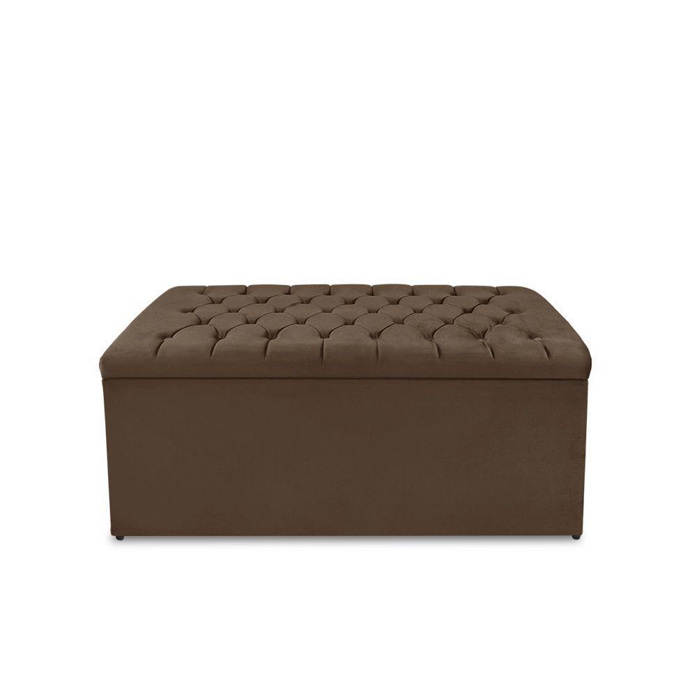Calçadeira Baú Estofada Dunas Solteiro 90 Cm - Veludo Marrom - 1