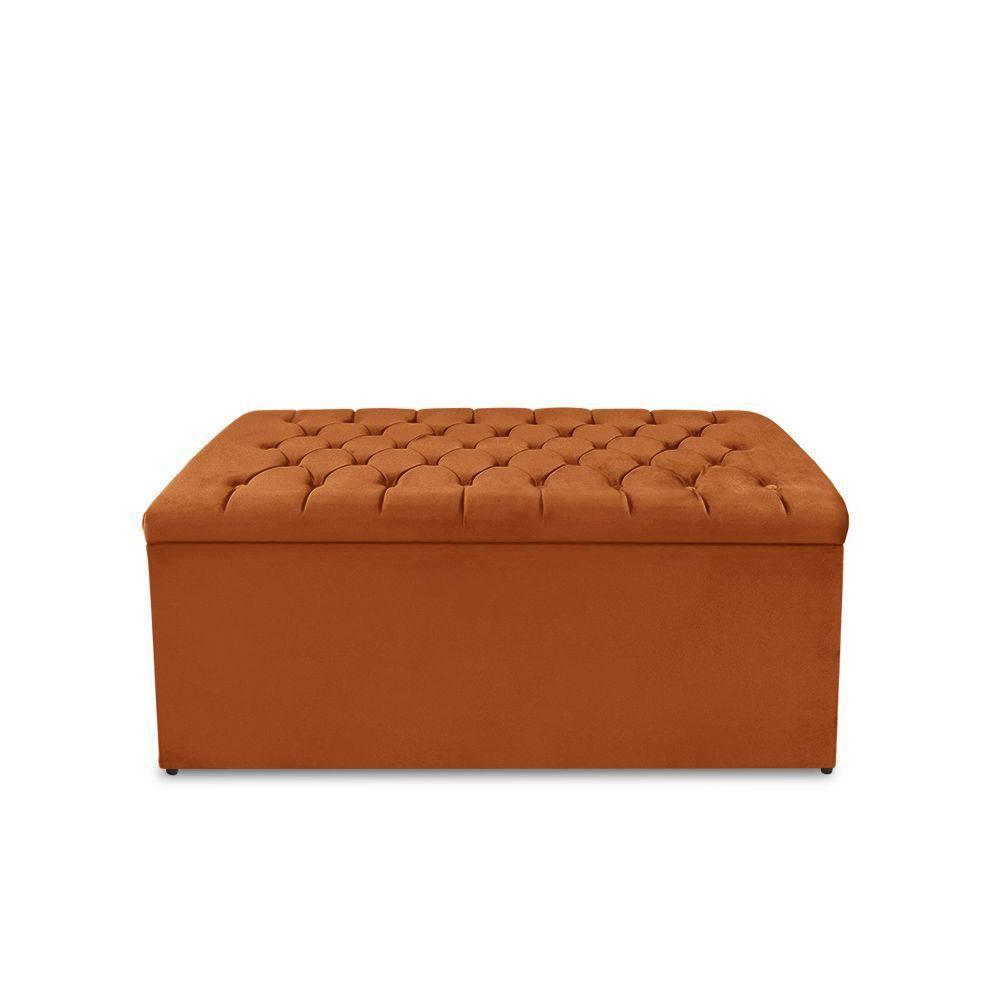 Calçadeira Baú Estofada Dunas Solteiro 90 Cm - Terra Cota - 1