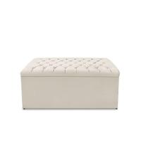 Calçadeira Baú Estofada Dunas Solteiro 90 Cm - Veludo Bege Claro - 1