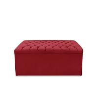 Calçadeira Baú Estofada Dunas Solteiro 90 Cm - Veludo Vermelho - 1