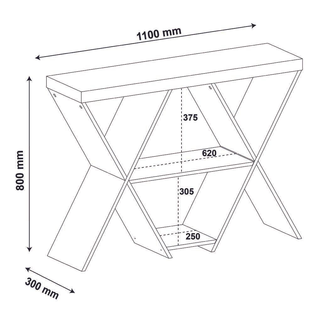 Aparador Estrela Carvalho Com 1 Prateleiras 2 Nichos - 2