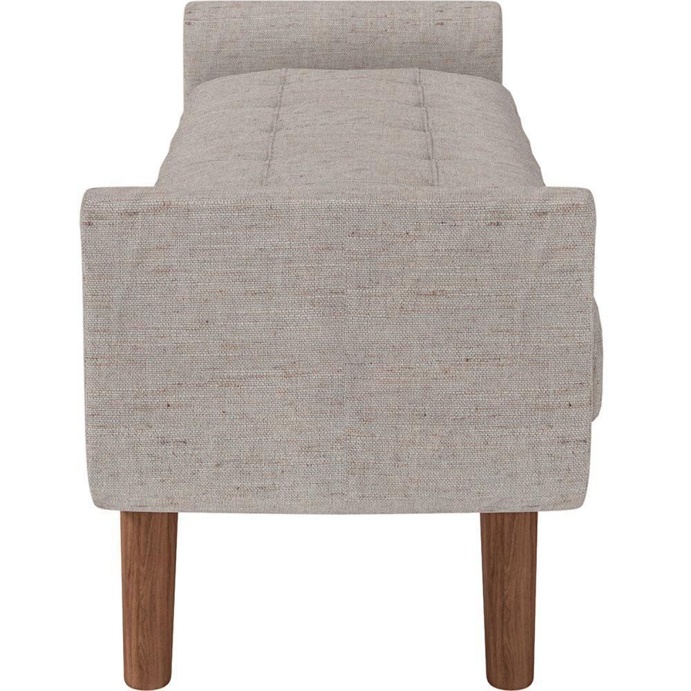 Puff Recamier Decorativo Com Pés Em Madeira 140 Cm Itália P05 Linho Bege Claro - Lyam Decor - 6