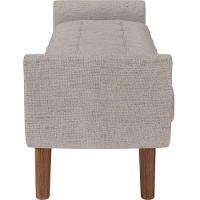 Puff Recamier Decorativo Com Pés Em Madeira 140 Cm Itália P05 Linho Bege Claro - Lyam Decor - 11