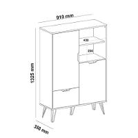 Aparador Bar Carvalho/Grafite/Branco/Prata 2 Portas 1 Gaveta - 2