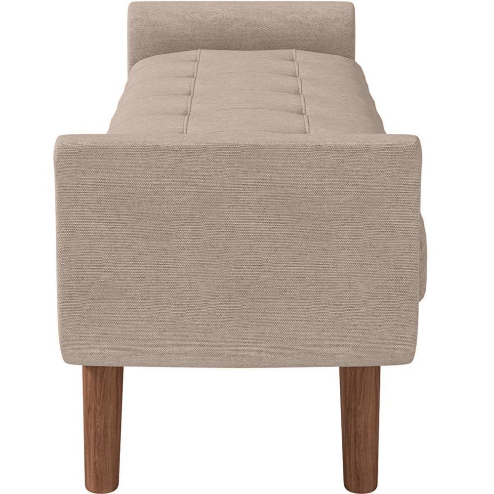 Puff Recamier Decorativo Com Pés Em Madeira 160 Cm Itália P05 Linho Bege - Lyam Decor - 5