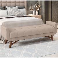 Puff Recamier Decorativo Com Pés Em Madeira 160 Cm Itália P05 Linho Bege - Lyam Decor - 2