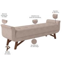 Puff Recamier Decorativo Com Pés Em Madeira 160 Cm Itália P05 Linho Bege - Lyam Decor - 3