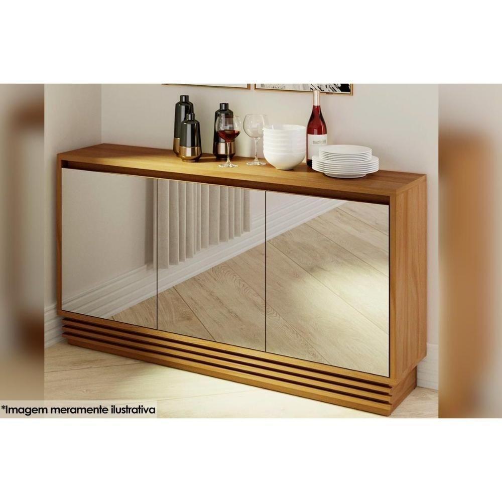 Buffet De Sala Jantar Bb2609 3 Portas C- Espelho E 1 Gaveta Natural - 2
