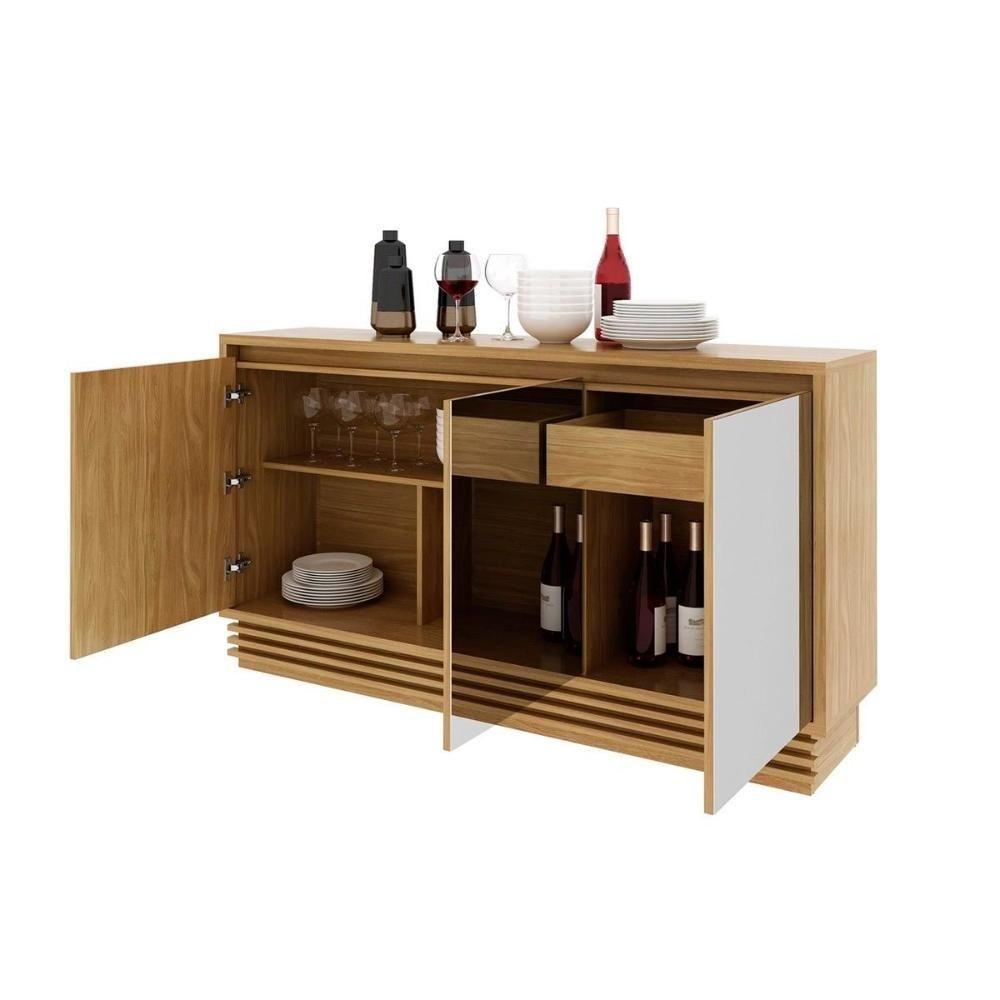 Buffet De Sala Jantar Bb2609 3 Portas C- Espelho E 1 Gaveta Natural - 4