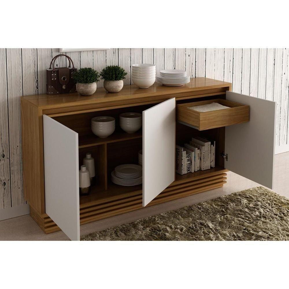 Buffet De Sala Jantar Bb2610 3 Portas Natural-off White - Tecno Mobili - 3