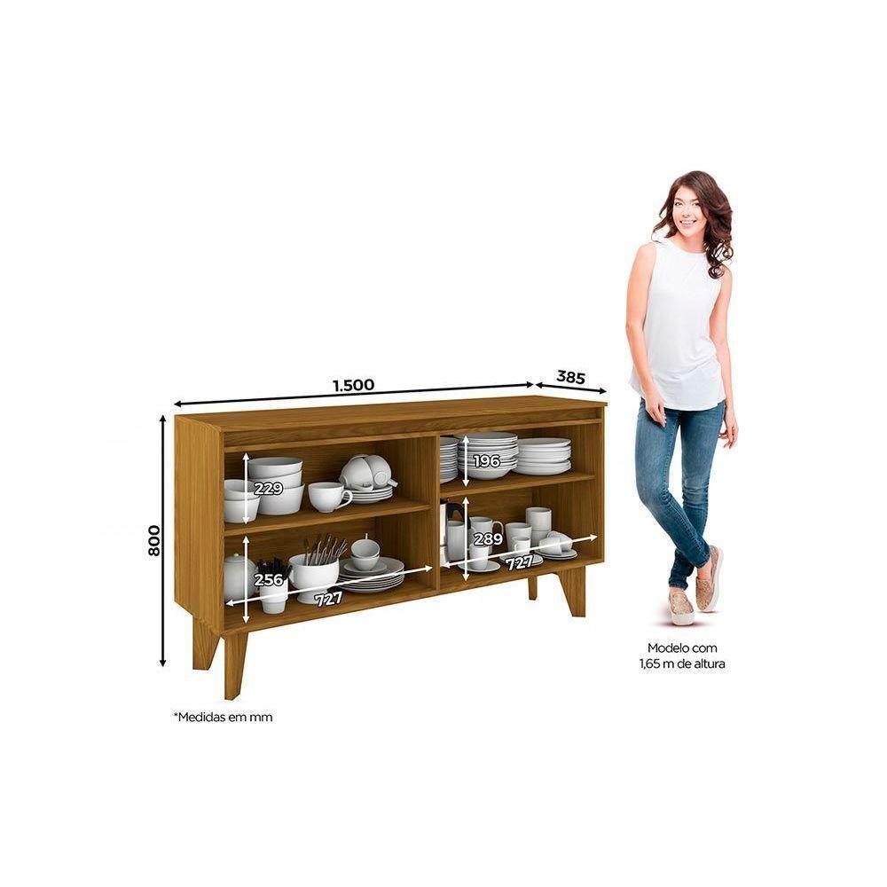 Buffet de Sala Jantar Quartzo 4 Portas Nature/Off White - Henn - 3