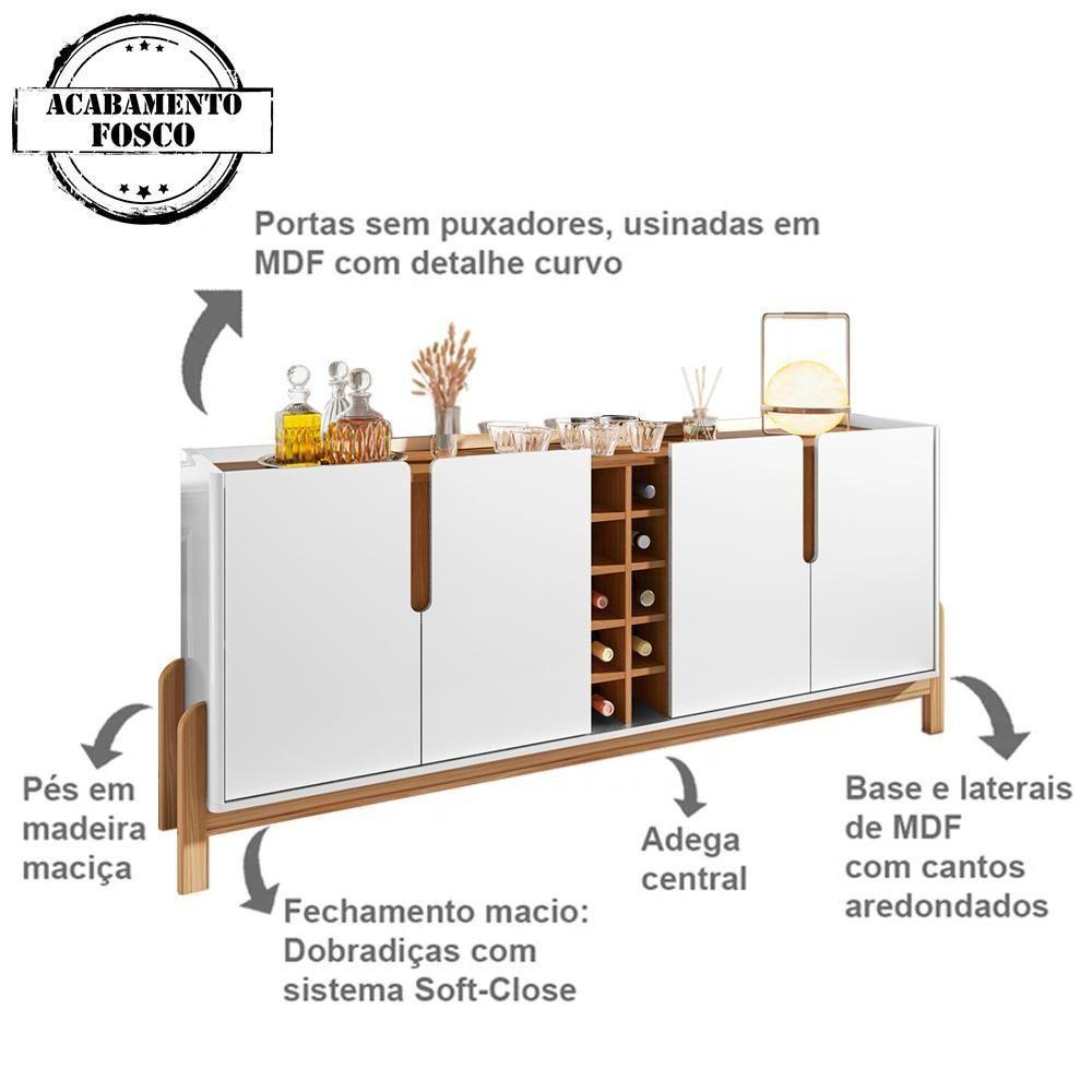 Buffet Aparador 190Cm Com Adega 050520 Branco Cedro Dcasa Branco Cedro - 7