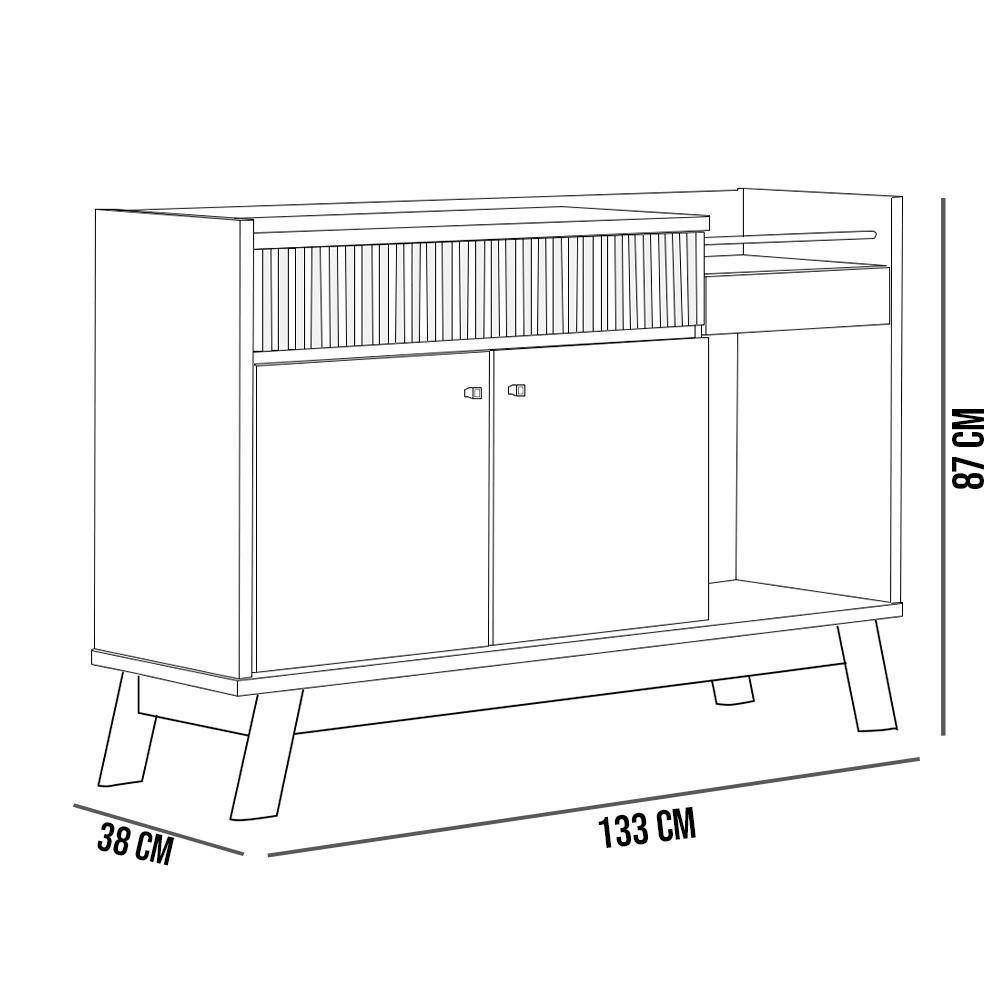 Aparador Buffet De Jantar 2 Portas Mateo Freijó Off White - 6