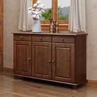 Balcão Buffet Sala De Jantar Rústico 128cm 3 Portas 3 Gavetas Rubia F07 Café - Mpozenato - 4
