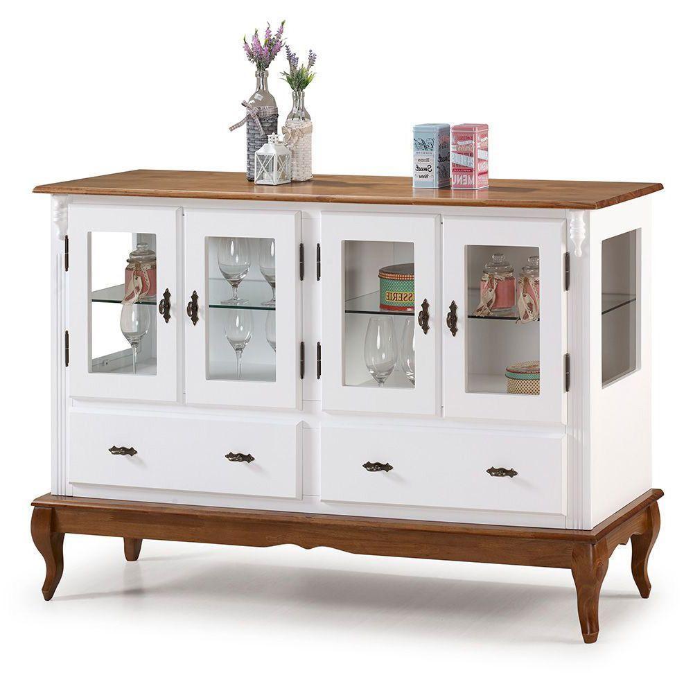Buffet Balcão Antique Com 4 Portas, 2 Gavetas E 2 Prateleiras De Vidro - M560510 Garapa - Verniz - 1