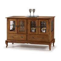 Buffet Balcão Antique Com 4 Portas, 2 Gavetas E 2 Prateleiras De Vidro - M560510 Garapa - Verniz - 6