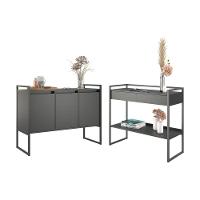 Conjunto Buffet E Aparador Industrial Preto Onix - 1