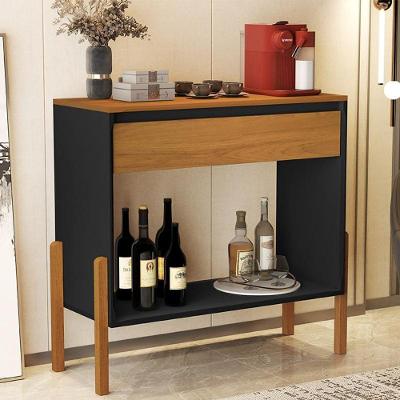 Aparador Sala Libano Com 1 Gaveta E Pés De Madeira Maciça Preto/nature Preto/nature