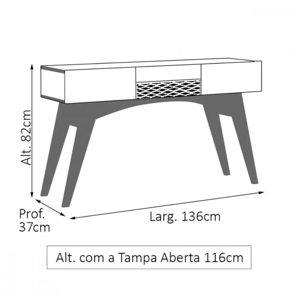 Aparador Multifuncional Star Com Espelho Cedro Off White Frade Grappa Cedro Com Off White - 3
