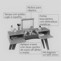 Aparador Multifuncional Star Com Espelho Cedro Off White Frade Grappa Cedro Com Off White - 2