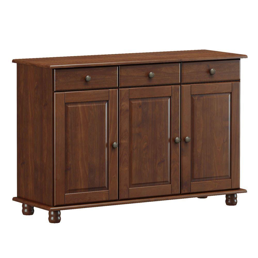 Balcão Buffet Sala De Jantar Rústico 128cm 3 Portas 3 Gavetas Rubia F07 Café - Mpozenato - 1