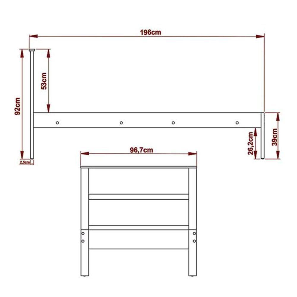 Quarto Solteiro 3 Peças Qt1 Nogal Branco Tecno Mobili Nogal - 3