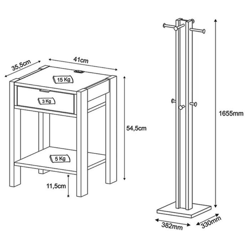 Quarto Solteiro 3 Peças Qt1 Nogal Branco Tecno Mobili Nogal - 5