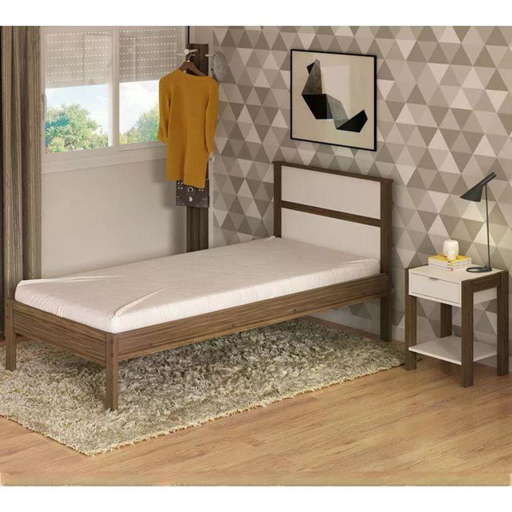 Quarto Solteiro 3 Peças Qt1 Nogal Branco Tecno Mobili Nogal - 7