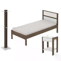 Quarto Solteiro 3 Peças Qt1 Nogal Branco Tecno Mobili Nogal - 1